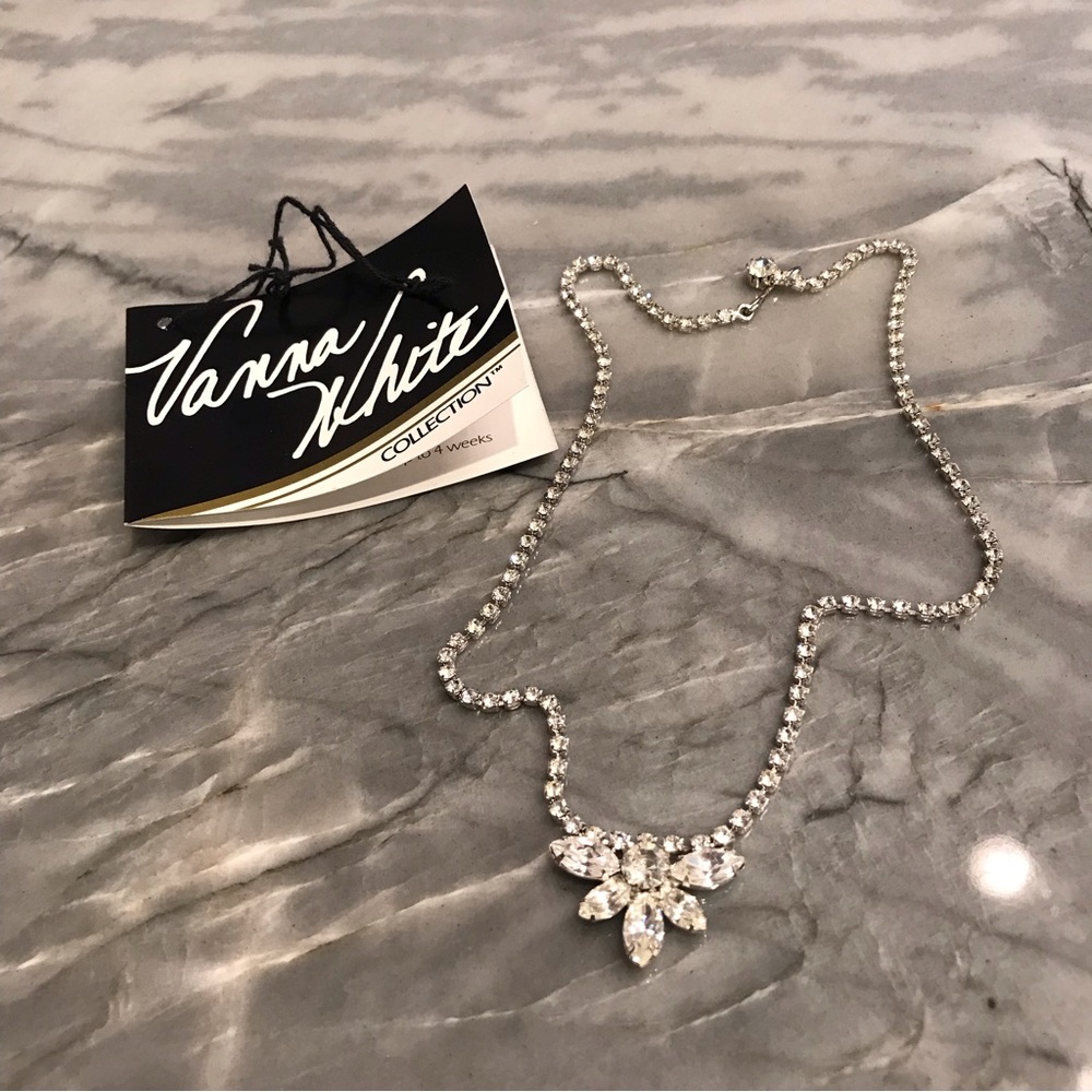 Vanna White Crystal Rhinestone Necklace And Bracelet Set Estate Vintage.